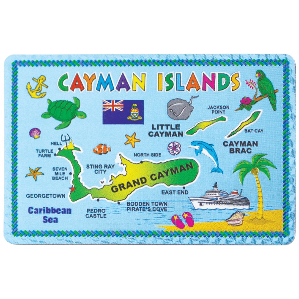 Miami Souvenirs: CAYMAN ISLANDS MAP FOIL MAGNET