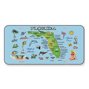 Miami Souvenirs: FLORIDA 6X12 LICENSE PLATE MAP