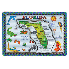 Miami Souvenirs: FLORIDA MAP FOIL MAGNETS